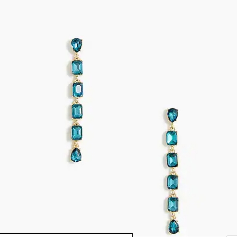 Last One💥 J. Crew Blue/Green Gem Single Layer Earrings NWT ✨️ - Picture 5 of 8